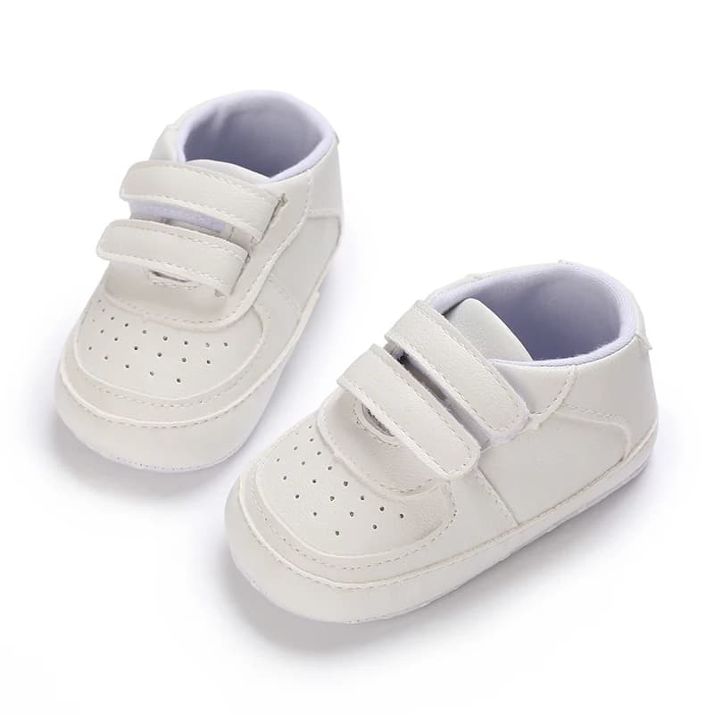 0-18 mesi Scarpe primaverili per neonati Neonati e ragazzi Battesimo ricreativo Scarpe da passeggio antiscivolo Sneaker bianca con suola morbida