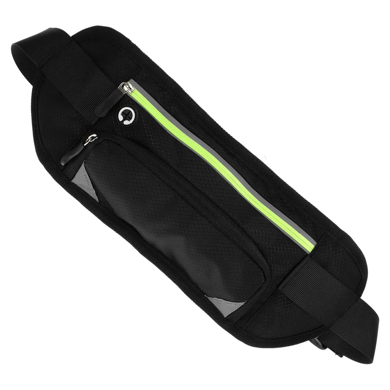 Marsupio Sportivo Nero Leggero per Fitness, Corsa, Escursionismo e Viaggi con Tasca Porta Telefono con Cerniera, Elastico e Regolabile