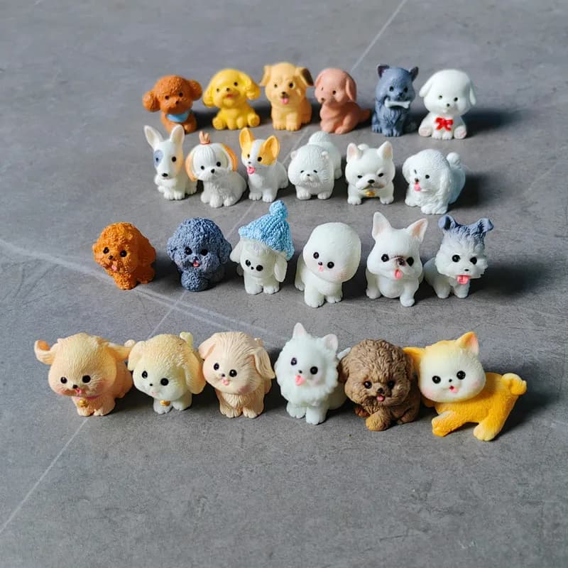 12 pieces cute little dog puppy animal decoration crafts in resin miniature figure tiny for bonsai micro landscape fairy garden furniture