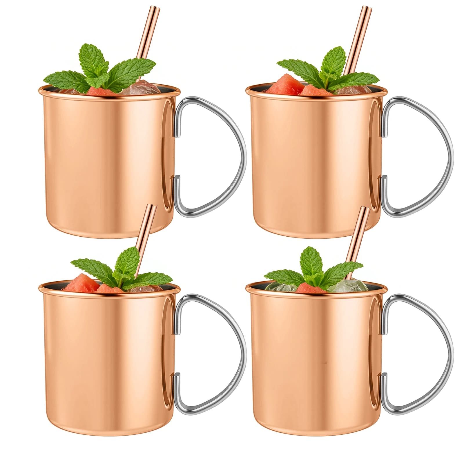 4 pezzi 450 ml moscou mulo tazza rame placcato acciaio inossidabile lucido cocktail tazza di vino bicchiere di birra per bar bicchieri