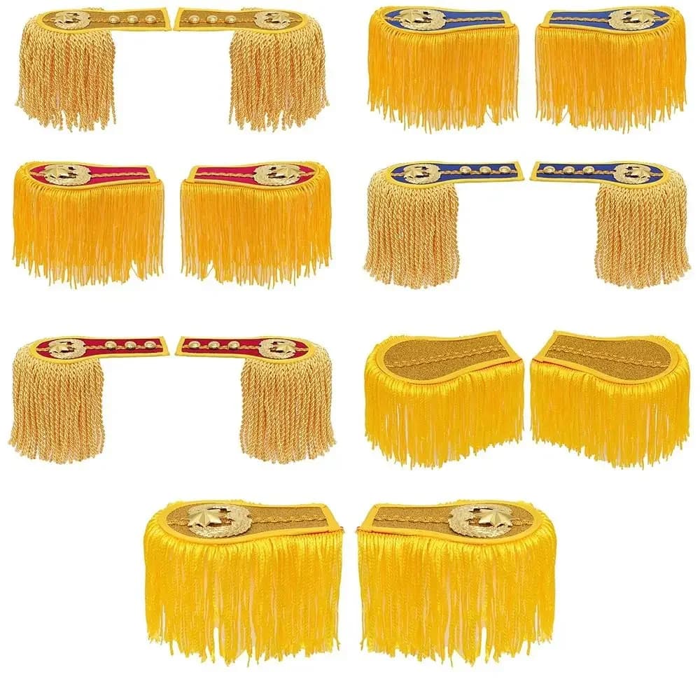 1Pair Shoulder Pad Epaulettes Brooch Board Drum Horn Buckle Tassel Fringe Epaulets forJackets Military Overcoats Accessory