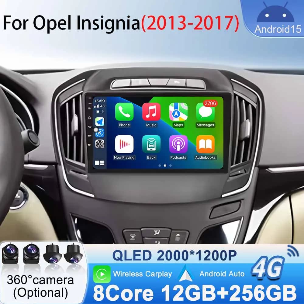 Per Opel Insignia 2013 - 2017 Android 15 Autoradio Stereo Bluetooth Navigazione GPS Carplay Multimediale Android Auto Video Player