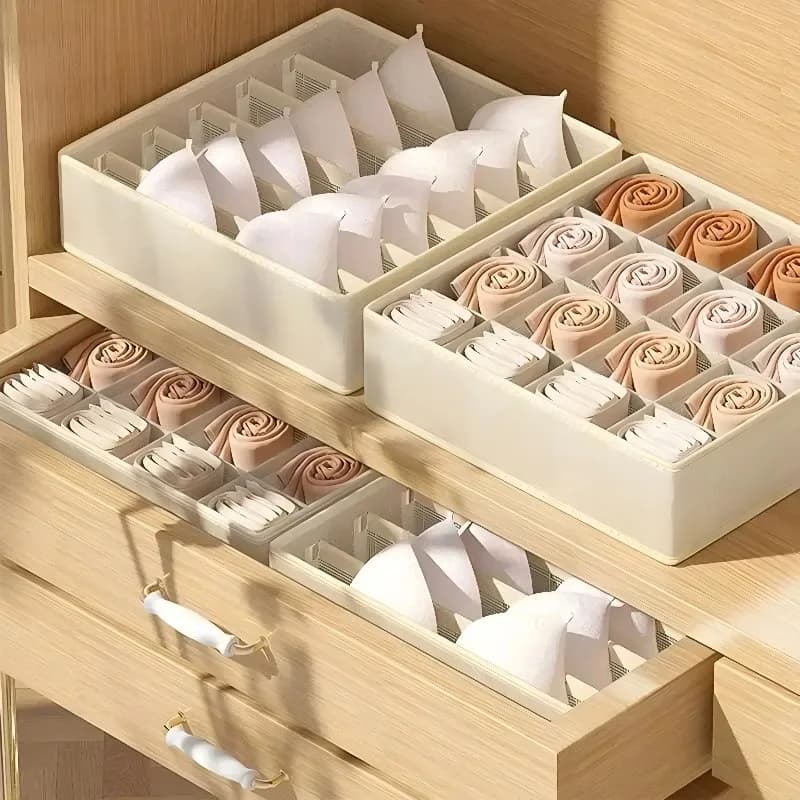 Organizzatore per Armadio e Cassetti, Scatole Contenitore per Vestiti, Biancheria Intima, Reggiseni, Calze e Mutande