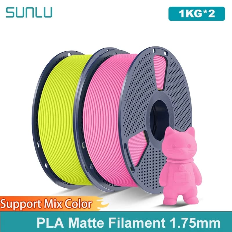 SUNLU 2 rotoli di filamento opaco PLA 1,75 mm bobina da 1 kg (2,2 libbre) finitura opaca liscia filamento ordinato avvolto adatto alla maggior parte delle stampanti FDM