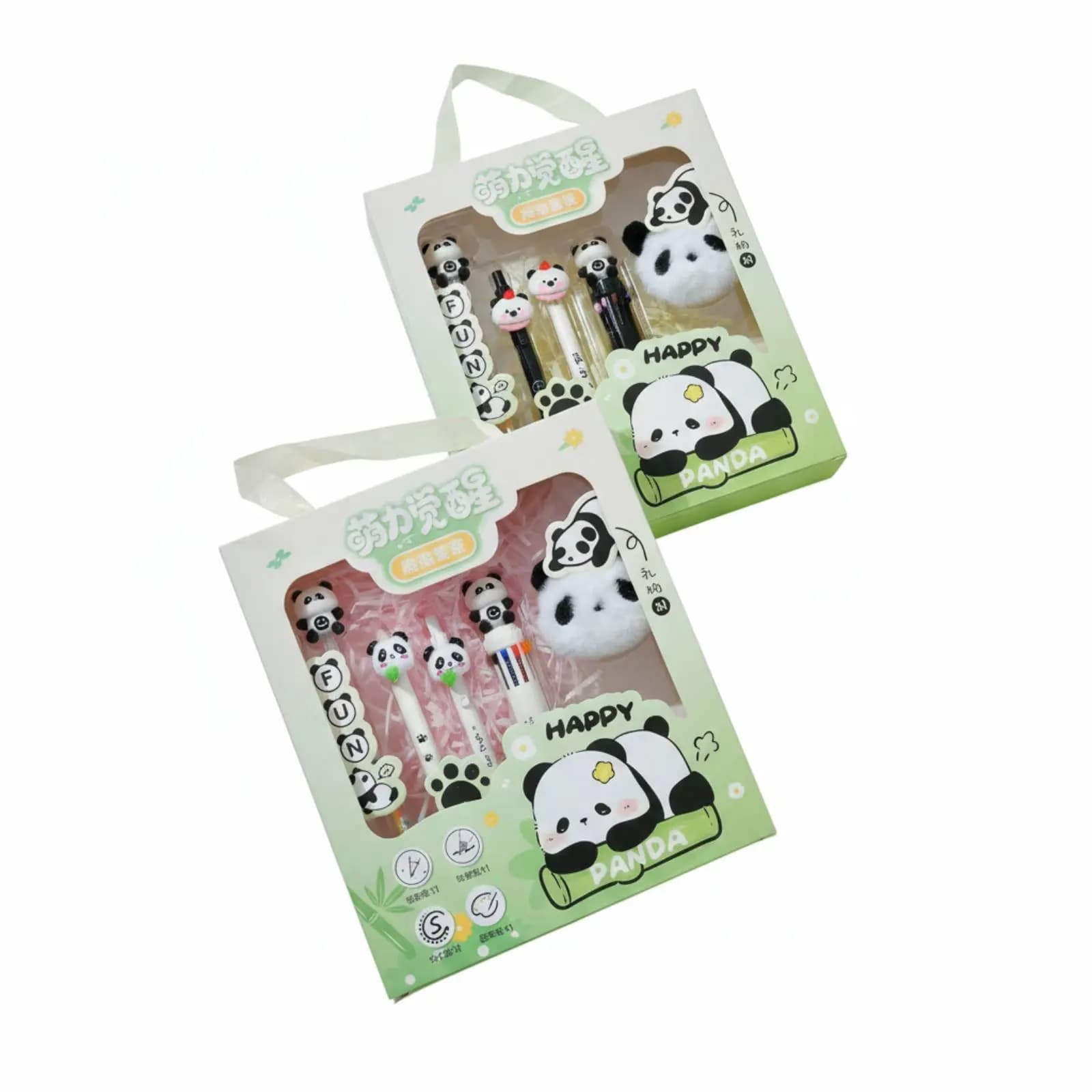 Set di Cancelleria Panda, Penne Colorate, Penne Gel, Penne a Inchiostro, Penne Cancellabili, Confezione Regalo per Studenti