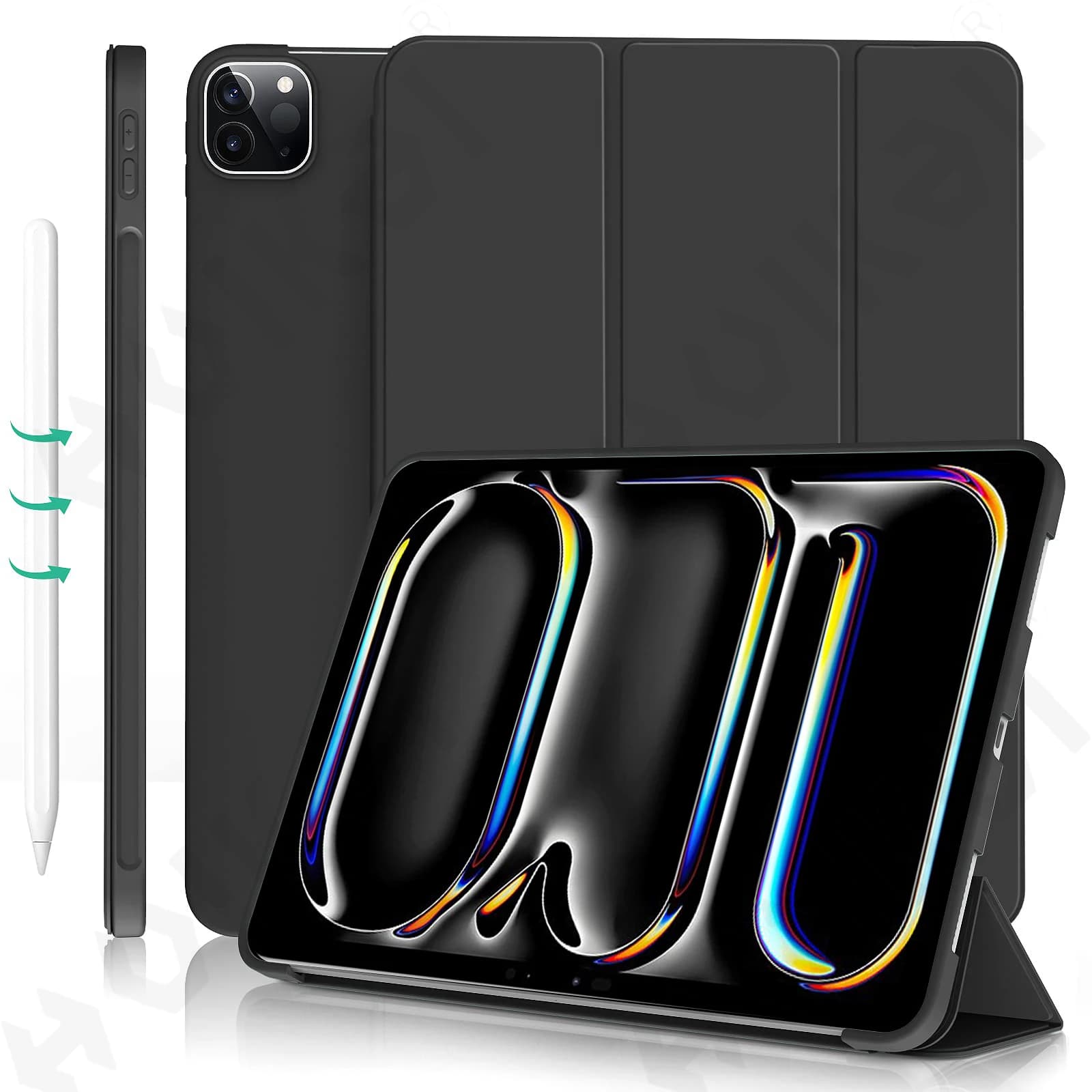 Custodia per iPad Pro 11 13 Air 11 13 M5 M4 M3 Mini 2025 Sottile Traslucido Indietro Tri-Fold Stand Tablet Penna Ricarica Sveglia/Sleep automatico