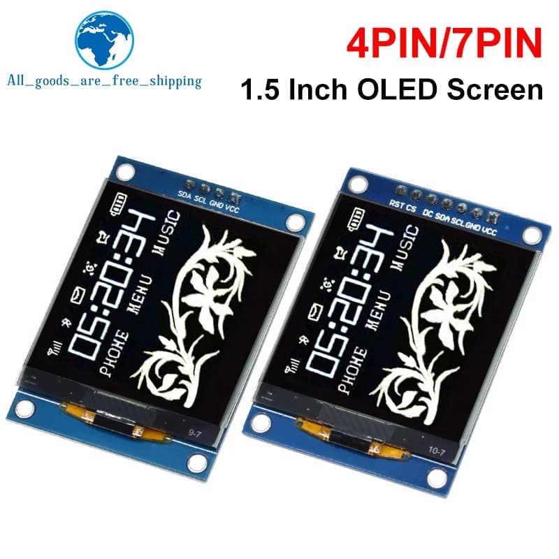 1.5 Inch OLED Shielded Screen Module 1.5 "128x128 4PIN 7PIN SH1107 IIC 4pin White Driver for Raspberry Pi for STM32 for Arduino