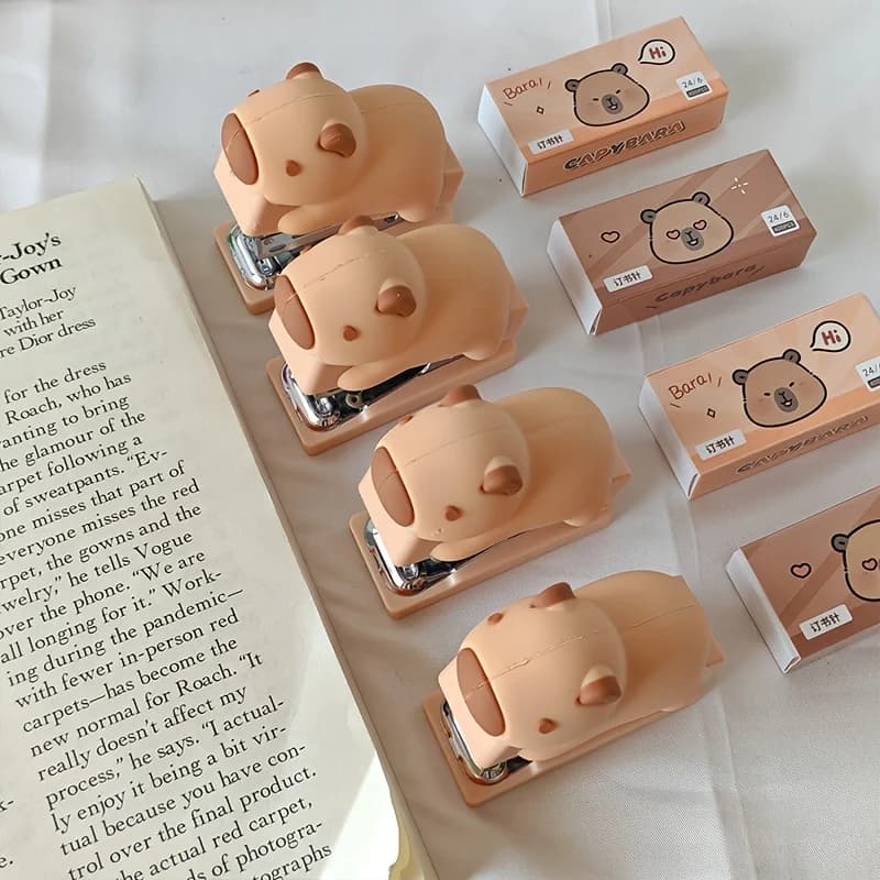 Set di Graffette Capybara, Mini Graffette per Studenti, Forniture per Rilegatura da Ufficio
