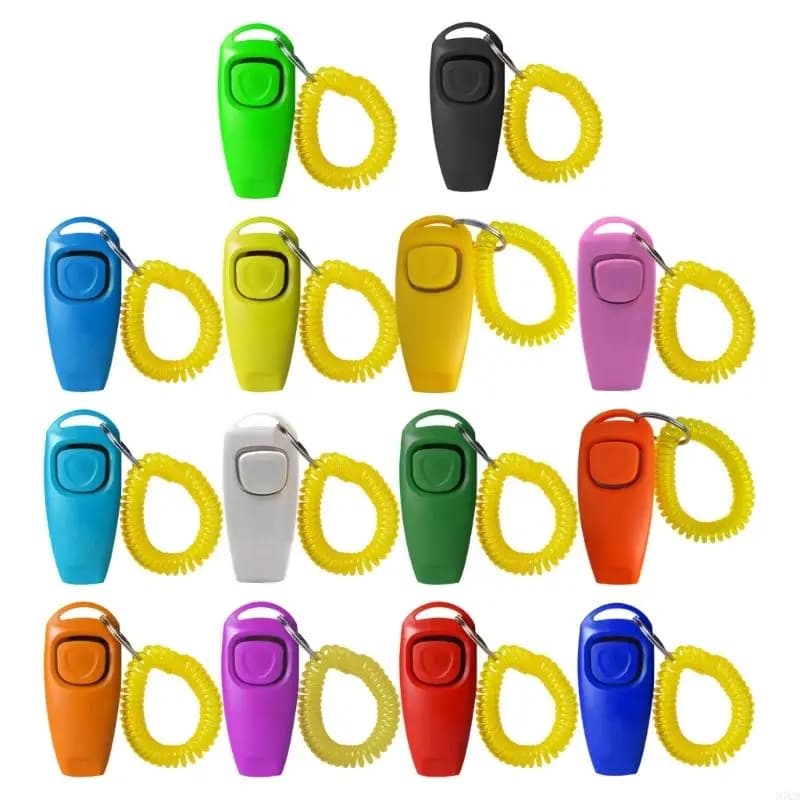 97QD 2 pezzi fischietti per cani con clicker, set aiuti per l'addestramento, accessori per il controllo del comportamento