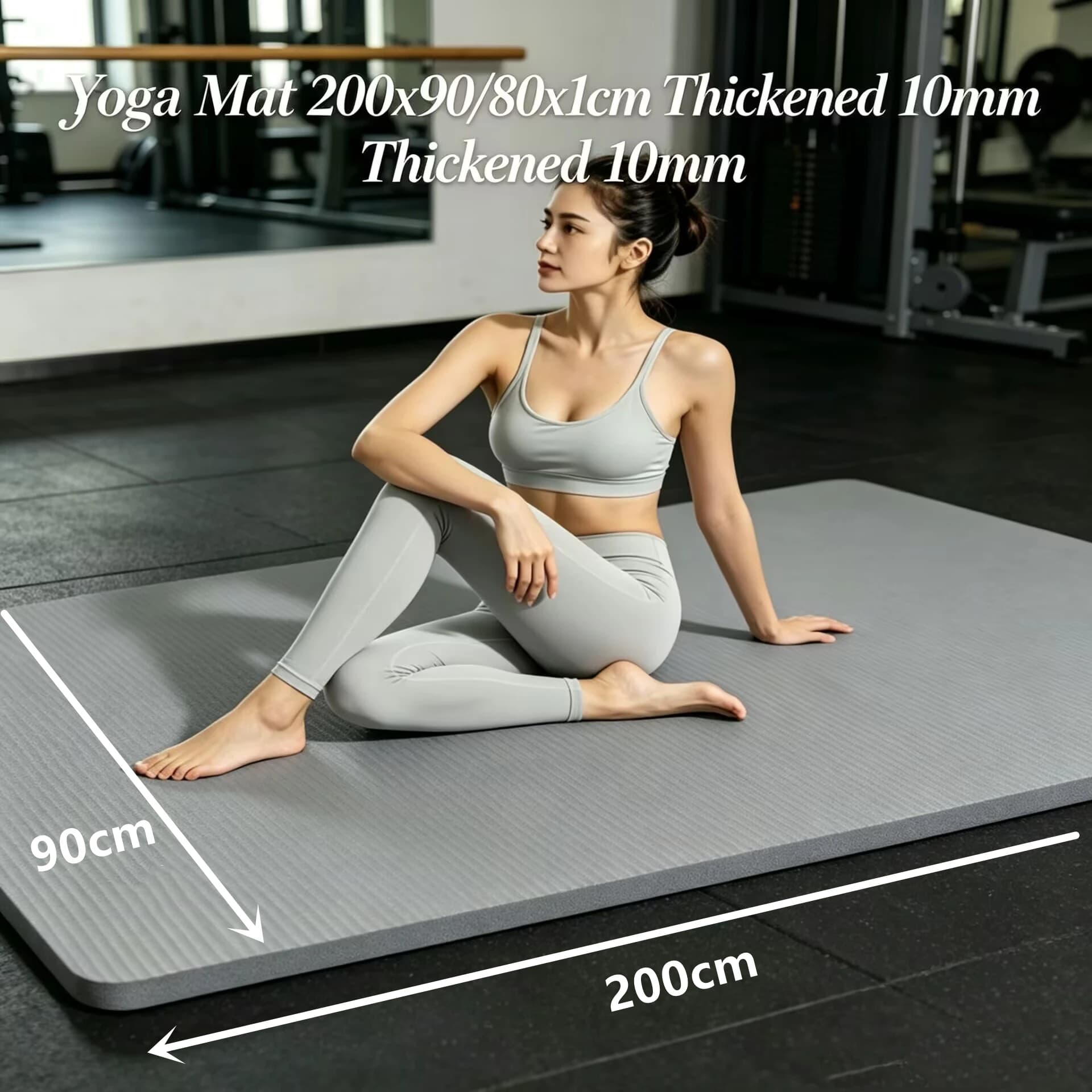 10MM Extra Thick Outdoor 200cmX90/80cm Yoga Mats NBR Non-slip Exercise Mat Fitness Tasteless Pilates Workout Gym Mats Bandage