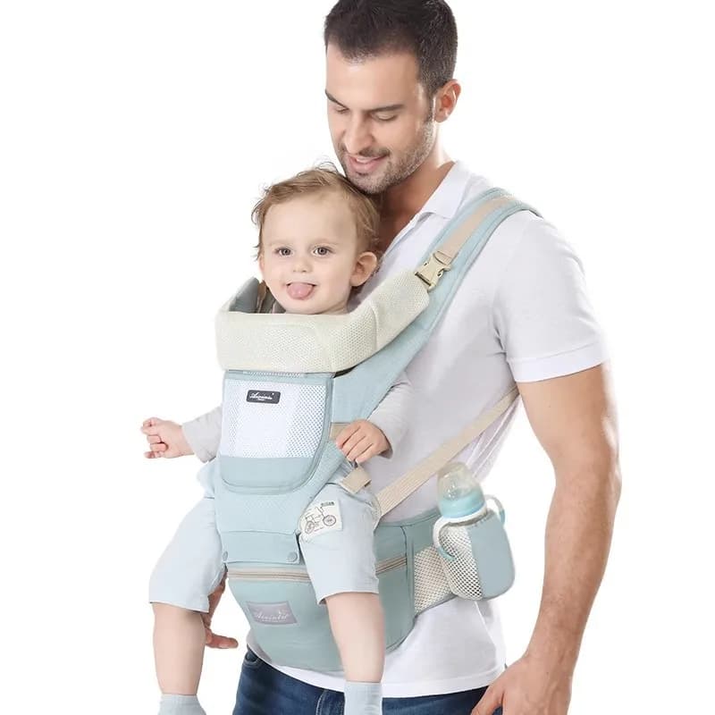 Marsupio ergonomico con imbracatura convertibile per seggiolino sui fianchi e zaino Marsupio per neonati a mani libere per tutte le stagioni per genitori