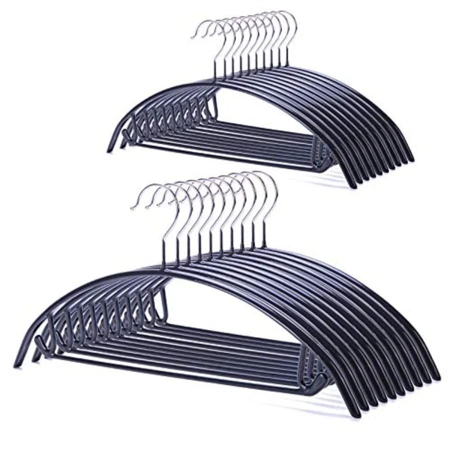 PVC Anti-slip hanger for sweaters, Dresses, Dresses, Coats, with Protection Shoulders, for Golf T-shirts, Color Black, Pack of 20