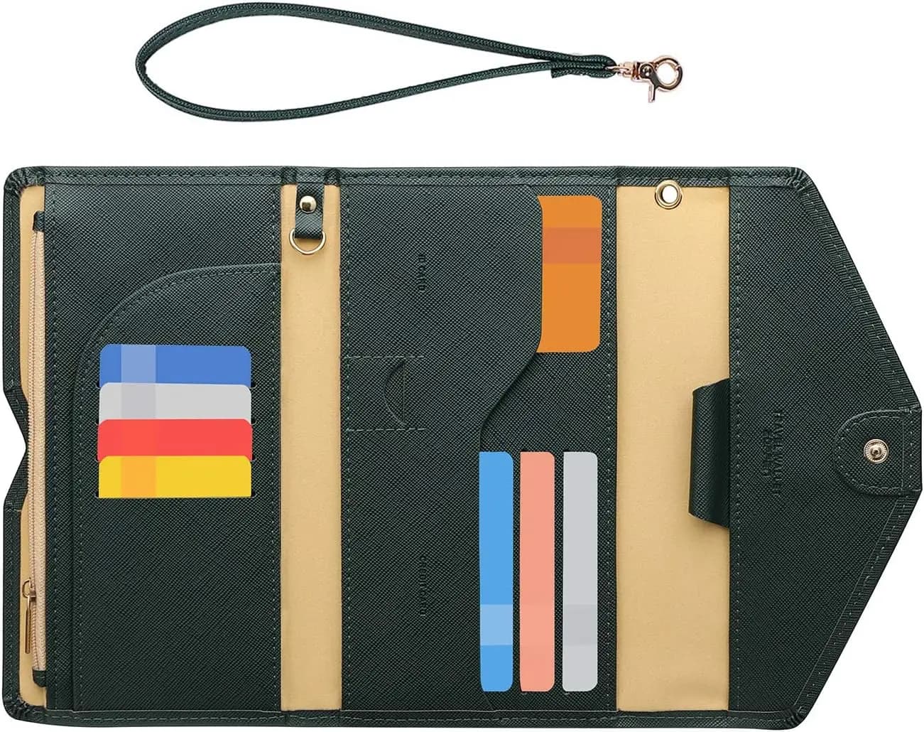 Porta Passaporto con Protezione RFID per Donne con Cinturino da Polso, Portafoglio da Viaggio Organizzatore di Documenti