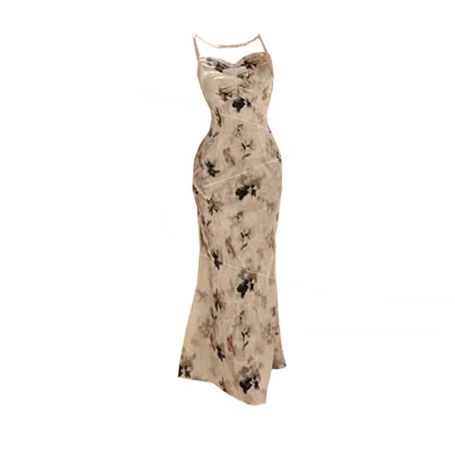 Extra Large Size Velvet Pearl Strap Dress Women's Style Retro Dress for KTV Party Evening Gown plus Size Fashionable Dress