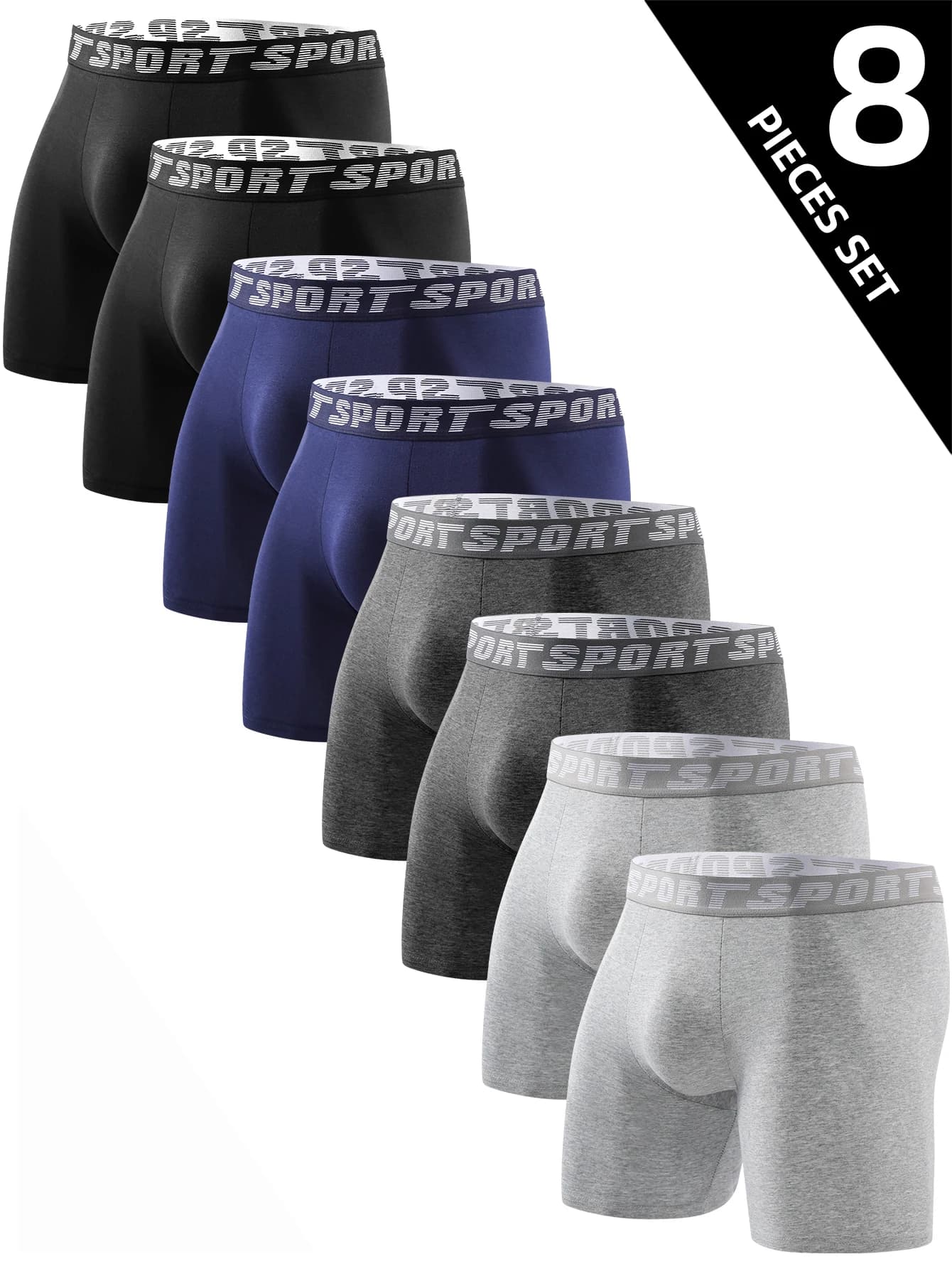 8 pezzi intimo da uomo delicato sulla pelle comodi boxer lunghi da uomo alla moda semplici pantaloni da uomo classici athleisure alla moda