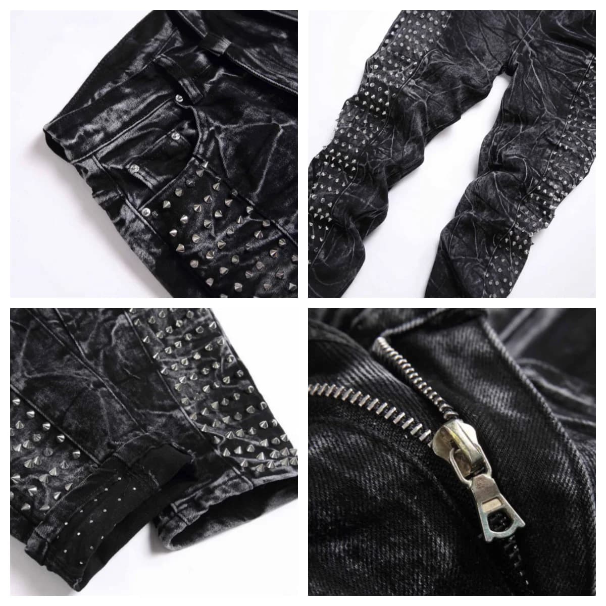 2025 nuovo retro punk high street trendy rivetto design nero slim fit fibbia jeans da uomo moda classica pantaloni in denim
