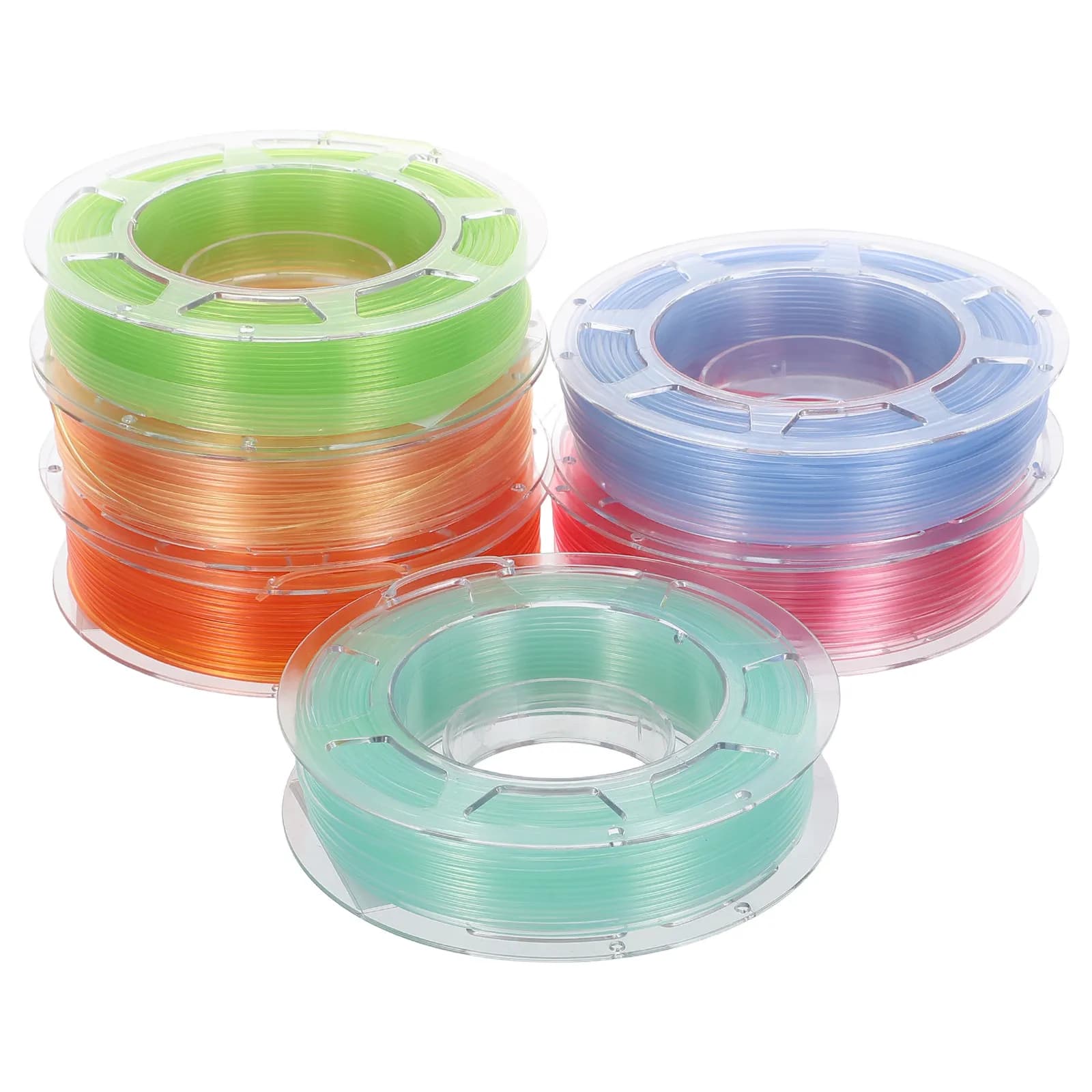 6 Rolls Pla Filament Bundle Rainbow Transparent 3D Printing Supply Clear Multicolor 3D Printer Filament for DIY Projects