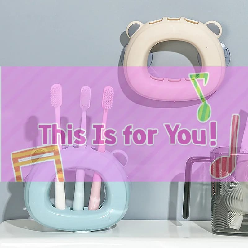 【HMA】Portaspazzolino creativo a ventosa da parete con 3 slot, portaoggetti senza foratura, ganci a muro