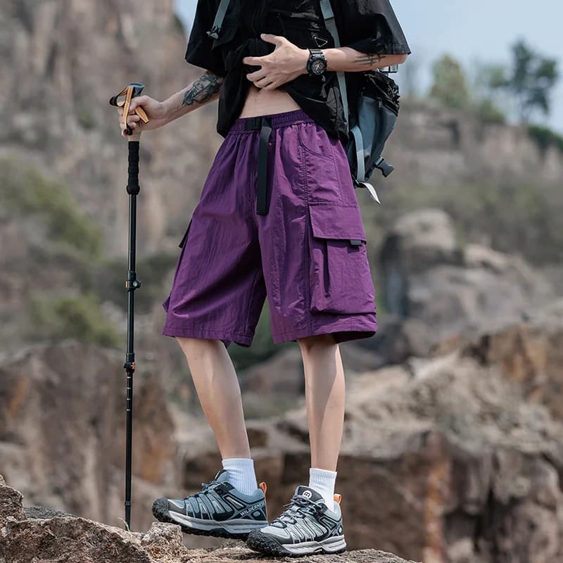 Outdoor Cargo Shorts Unisex Casual Loose With Belt Shorts Men Summer Multi-Pocket Breathable Shorts Women Hiking Quick-Drying
