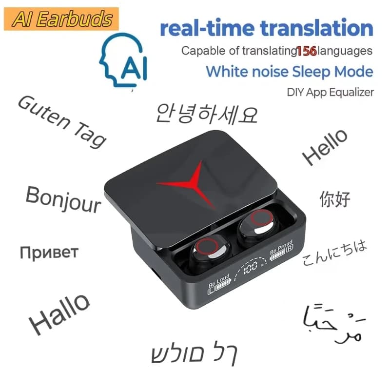 Auricolari Traduttori Wireless Magic APP, 156 Lingue, Traduzione AI in Tempo Reale, Riassunto Riunioni, Cuffie Bluetooth per Viaggi d'Affari