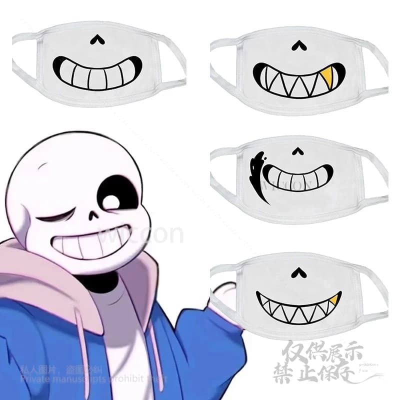 Sans Maschera Cosplay Stampa per il viso Maschera per la bocca Undertale Sans Maschera per il viso Keyozee Sans 4 stili Stampati Puntelli fatti a mano Kawaii Halloween
