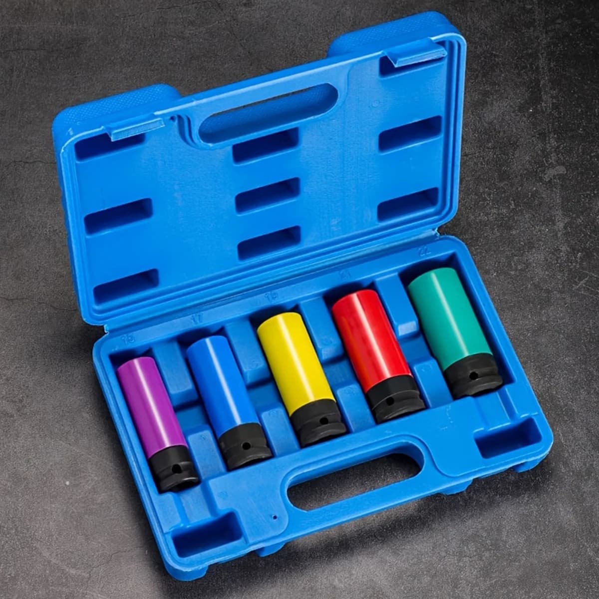 1/2'' Drive Wheel Protector Impact Socket, 3/4/5pcs Thin Wall Deep Impact Socket Set, Durable Plastic Sleeve Lug Nut Socket