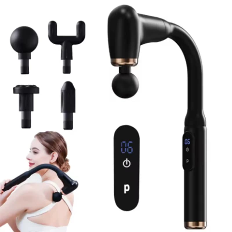 Smart Portable Electric Massage Gun with Exterior Handle and Rubber Hammer for Muscular and Back Massage