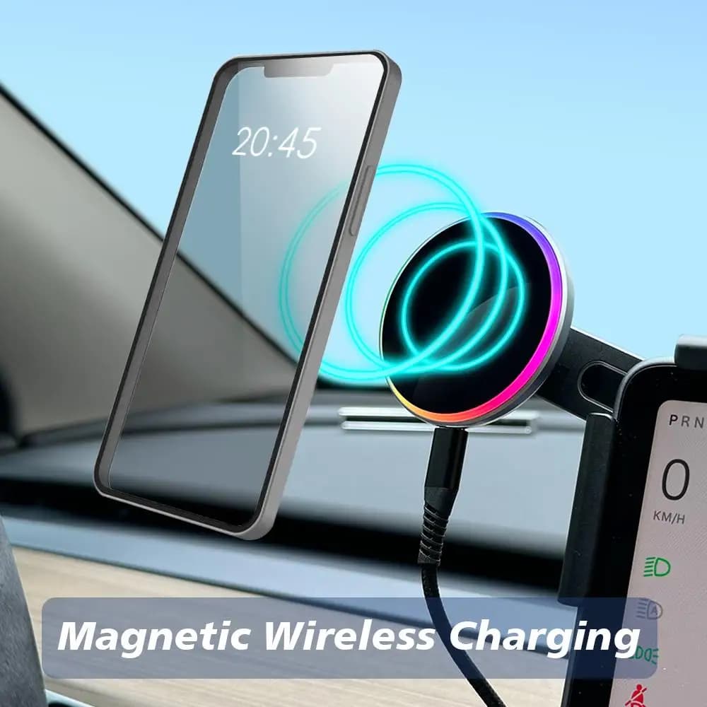 15W Car Phone Support Compatible with MagSafe Wireless Magnetic Charger for Tesla New Model 3 Y HIGHLAND LAUNCH JUNIPER