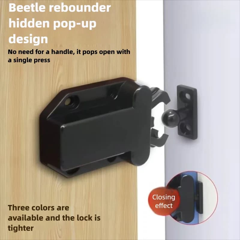 Push To Open Cabinet Catch, Non-Magnetic Touch Latches, Door Stop Rebound Self-Locking Device for Cupboard Drawer Wardrobe