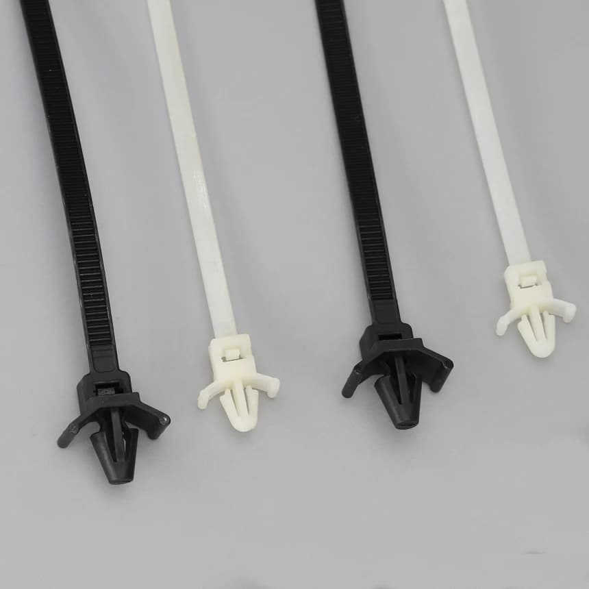 Nero bianco Ziptie Nylon plastica Loop Lock fissare Strap Wrap Organizer Arrow Car Automotive Winged Push Mount fascette