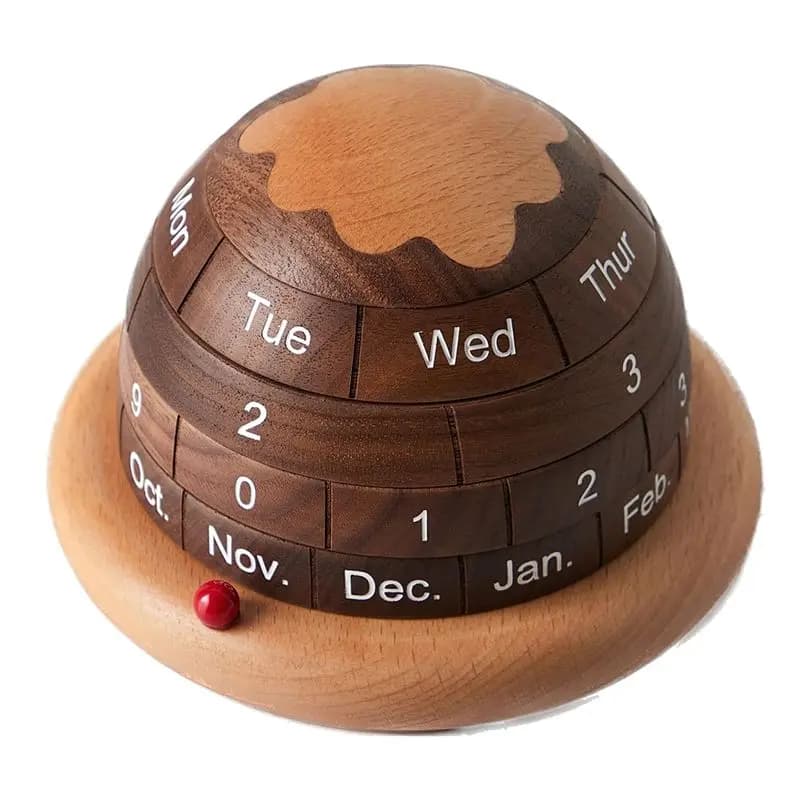 AEE4-1Set Calendario da tavolo in legno Decor Office Desk Decor Calendario a blocchi per scrivania Calendario da tavolo perpetuo Pianeta