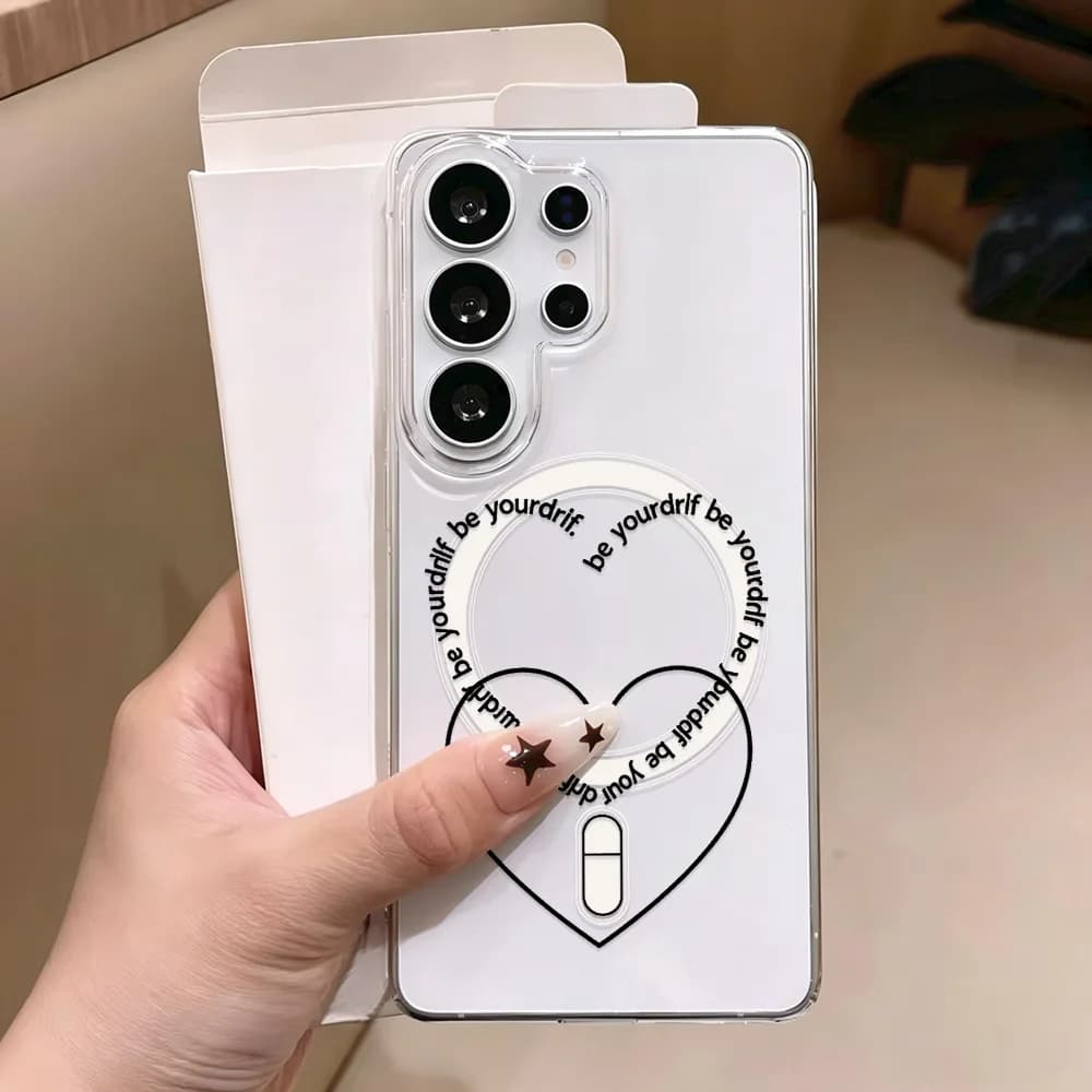 For Magsafe Love Heart Phone Case For Samsung S26 Ultra A56 5g A57 A37 A17 A07 A16 A06 A15 A55 A54 A35 A26 S25 S24 Clear Cover