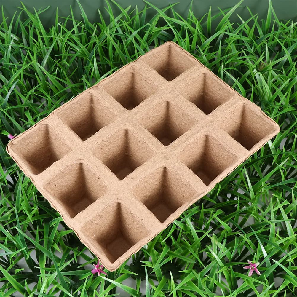18Pcs 12-Cell Biodegradable Paper Peat Nursery Cup Tray for Seed Starting Herb Vegetable Flower Seedlings Eco-Friendly Pulp