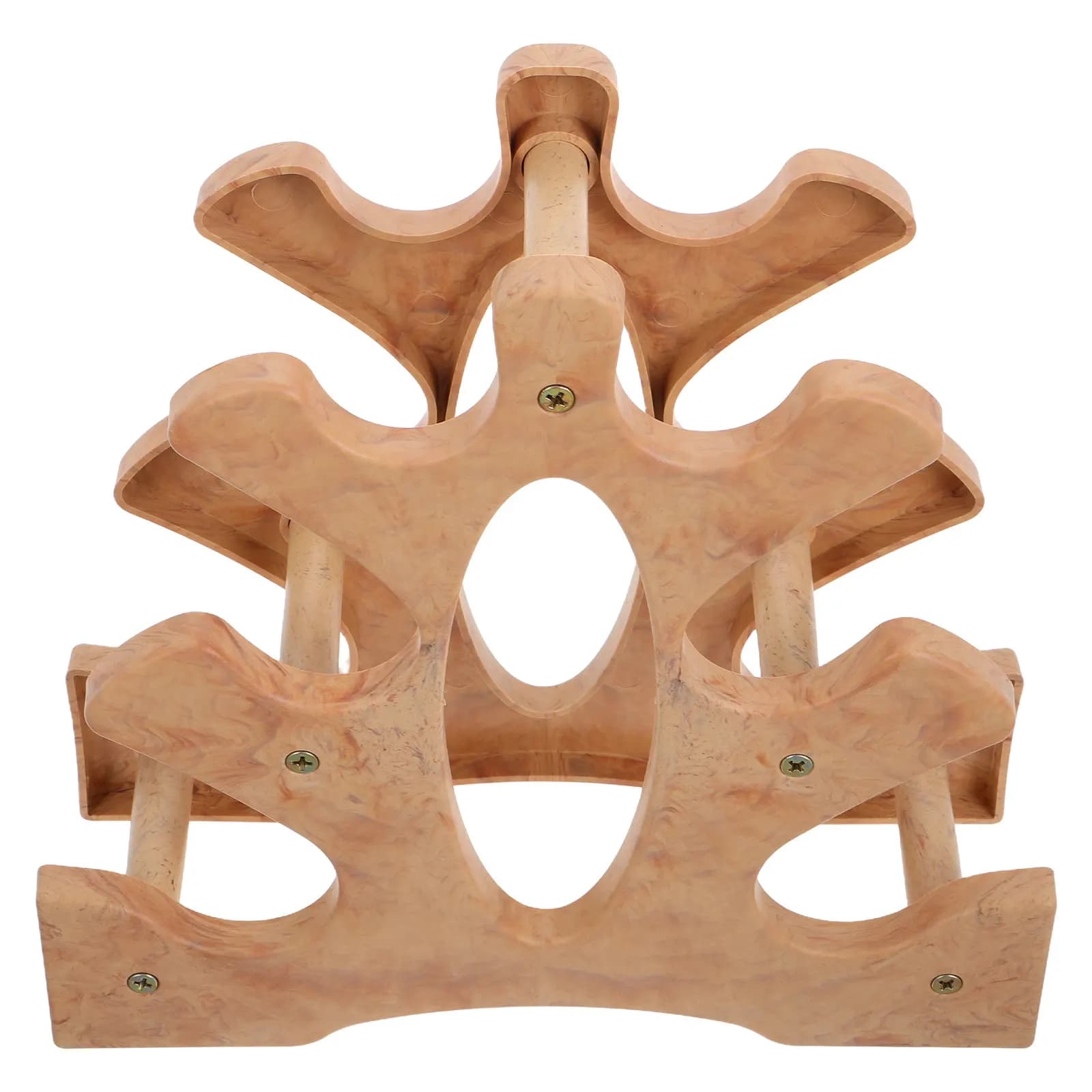 Porta Manubri a 3 Livelli in Legno Naturale, Organizzatore Robusto per Allenamento di Forza, per Palestra Domestica, Manubri, Kettlebell, Salvaspazio