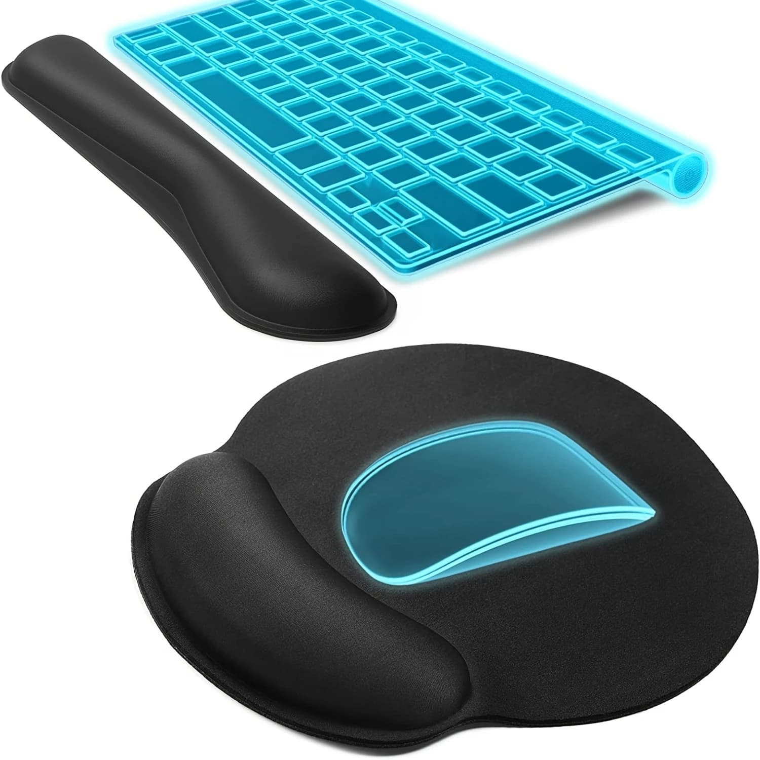 Set tappetino per mouse ergonomico e poggiapolsi per tastiera con supporto in memory foam per una digitazione comoda e l'uso del computer - Perfetto per O