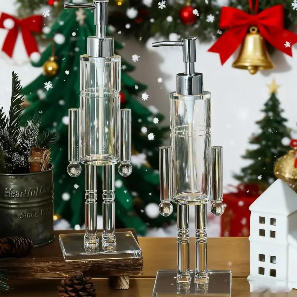 Dispenser di sapone schiaccianoci trasparente Bottiglia di sapone per le mani natalizio in acrilico riutilizzabile Accessori per la cucina di casa Decor