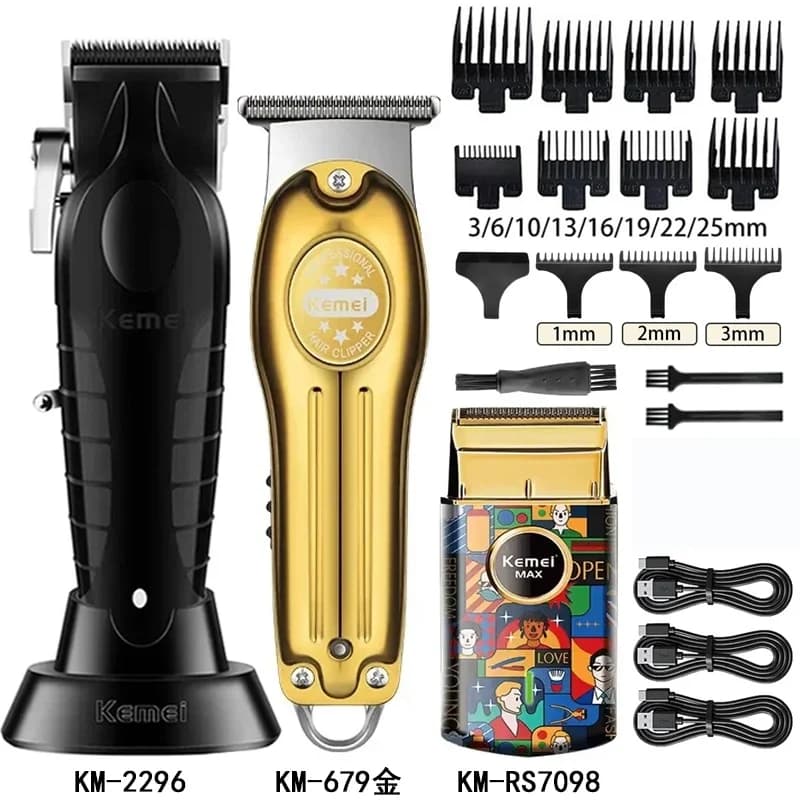 Tagliacapelli Kemei Km-2296 Km-679 Km-RS7098, Macchina per Taglio Capelli Professionale, Rasoio Ricaricabile Senza Fili per Barbiere