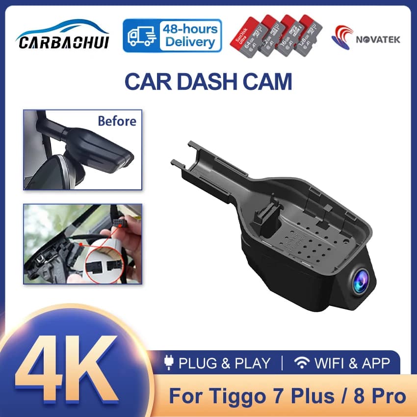 4K Plug and Play WIFi Car recorder Dash cam for Chery Tiggo 8 Pro 8Pro Tiggo 7 Plus 7Plus 2022 2023 2024 2025 2026