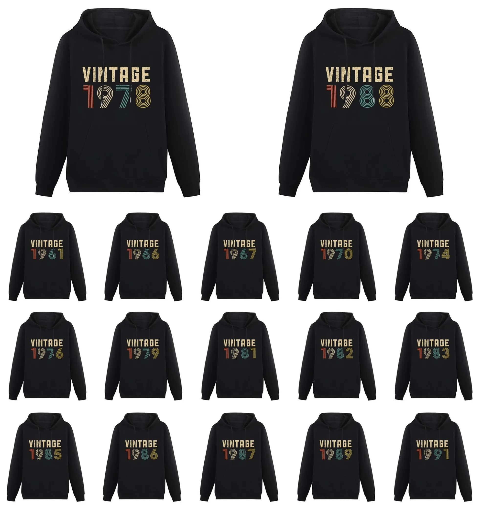 Men Woman Hoodie Vintage 1978 Retro 40th Birthday Gift 1961-1991 born All people Hoodie Pullover Hoodie