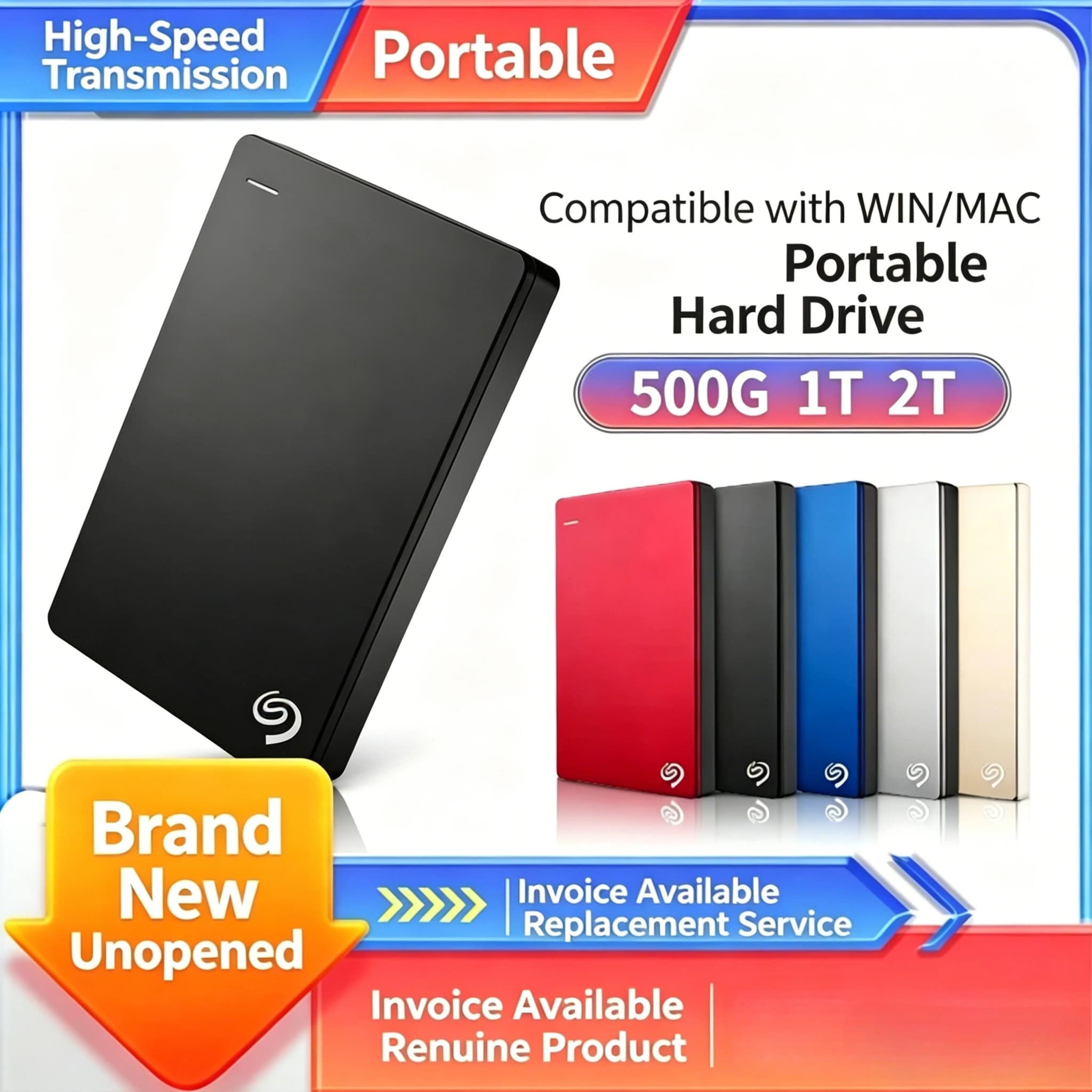 OEM per Seagate Hard Disk Portatile Esterno, Backup Plus Slim USB 3.0, DASKA HDD 2.5 Pollici, Archiviazione Dati Esterna Portatile