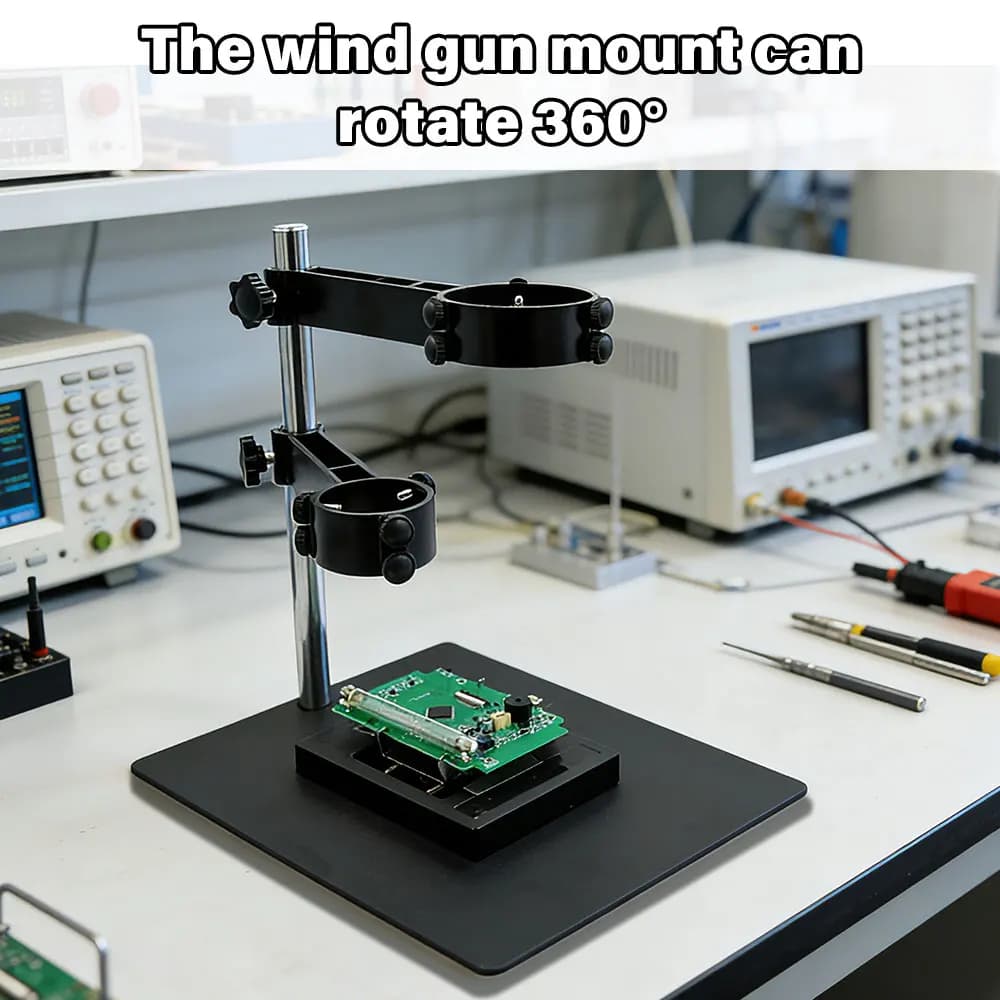 Hot Air Hand-Piece Gun Holder Suitable for the Desktop Hand Held Heat Gun Solder the Circuit Board Bracket 360 °Rotated Durable