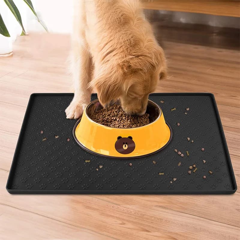 Tappetino per ciotola per cibo per cani, tappetino per ciotola per cani antiscivolo in silicone Tappetino per alimentazione per gatti impermeabile, tovaglietta per animali domestici facile da pulire