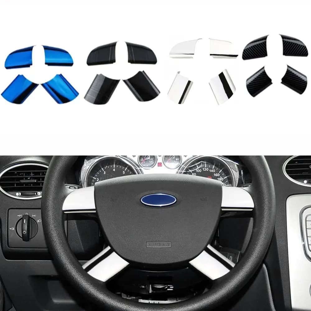 4 pezzi in acciaio inossidabile pannello del volante dell'auto paillettes copertura trim adesivo per Ford Focus 2 Mk2 2005 - 2012 accessori