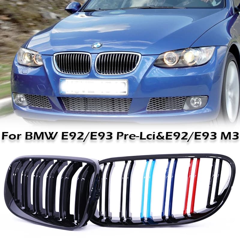 Griglia per rene in carbonio cromato colore M Griglie ABS da corsa per BMW Serie 3 E92 E93 Pre-LCI e E92 E93 M3 Nero opaco lucido Colore M 320