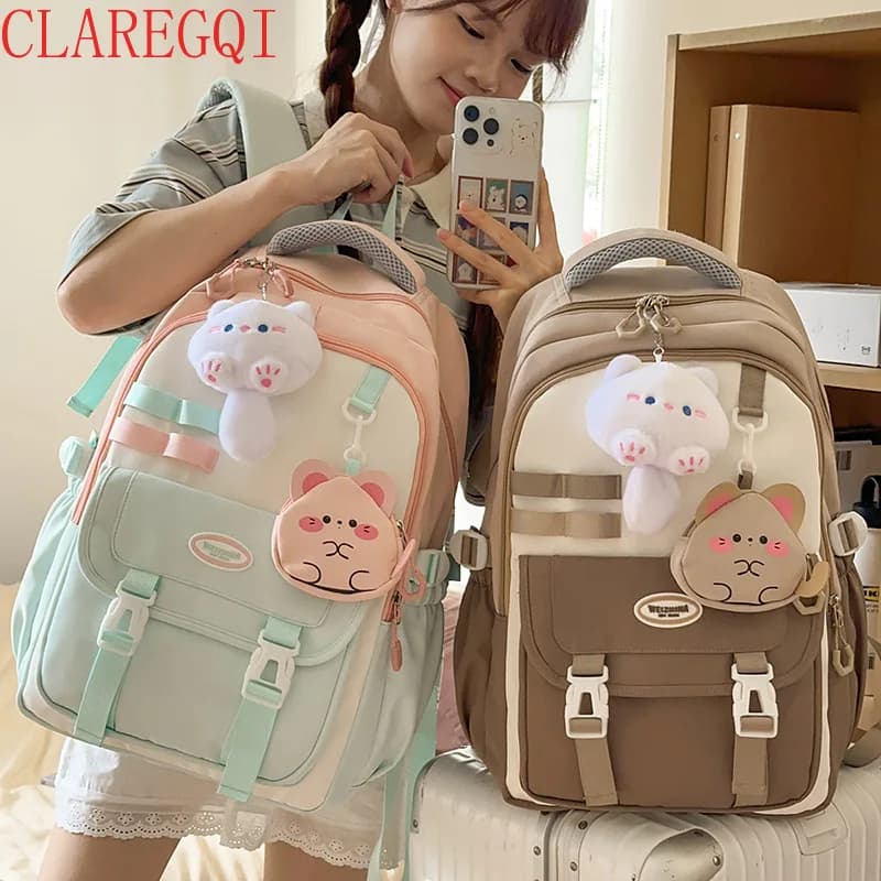 Hot selling Japanese cute little fresh college style student backpack, fashionable niche color collision travel backpack