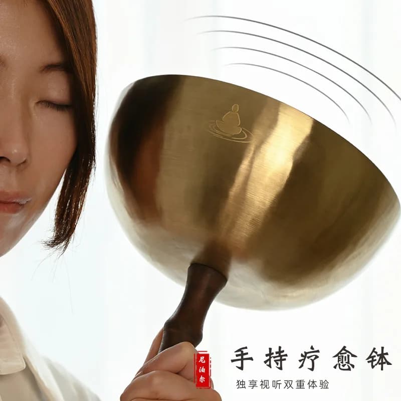 Nepal Handheld Healing Bowl Handmade Singing Bowl Copper Chime Buddha Sound Bowl Yoga Meditation Healing 19-20 Cm Diameter
