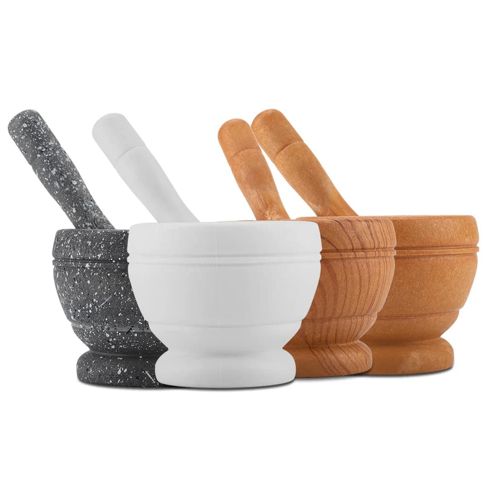 Manual Garlic Spice Grinder Plastic Mortar Pestle Set Herb Grinding Bowl Crusher for Home Kitchen Cooking