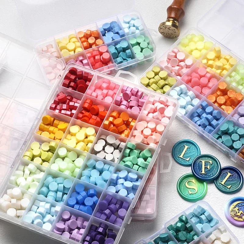Retro Sealing Wax Beads Set 10-15 Grid Seal Wax Pellets for Wax Seal Stamp Wax Seal Beads for New Year Gift Wrapping Holiday DIY