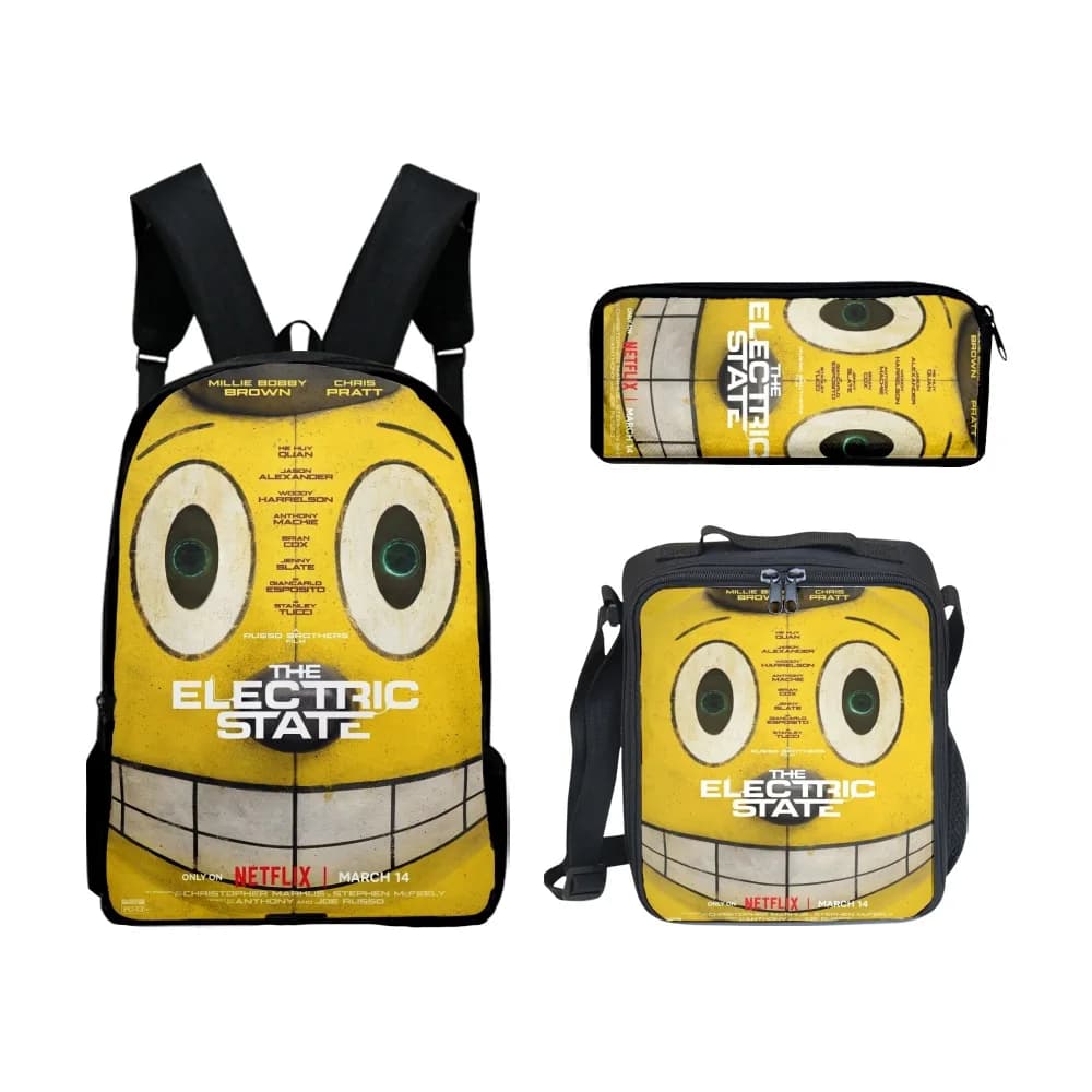 Trendy Popular New the electric state 3D Print 3pcs/Set Student School Bags Laptop Daypack Backpack Lunch bag Pencil Case
