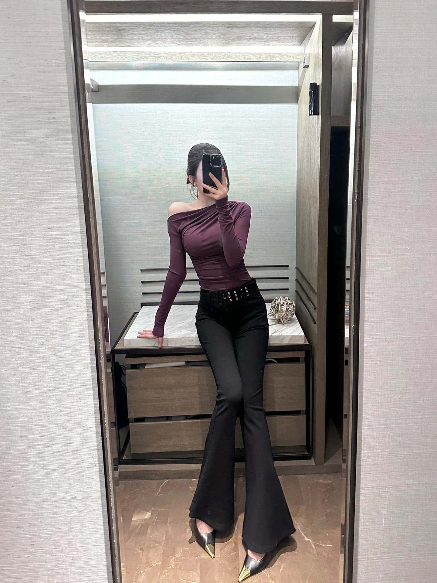 Pantaloni a Zampa d'Elefante Elasticizzati a Vita Alta da Donna, Versatili, Modellanti, con Cintura, Casual, Comodi e Caldi per Autunno e Inverno